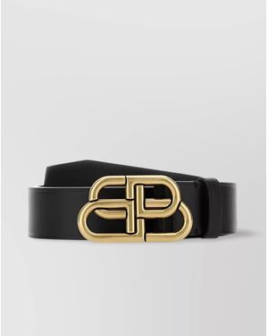 Balenciaga Leather Logo Buckle Belt - Black