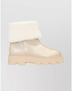 Moncler Shearling Ankle Boots - Natural