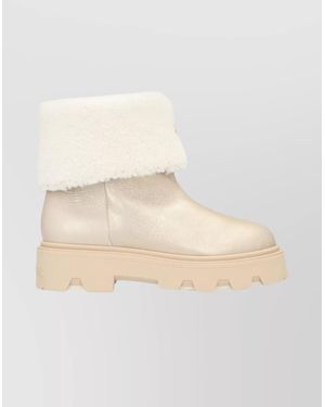 Moncler Shearling Ankle Boots - Natural