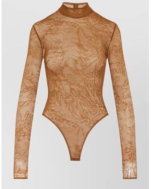 David Koma Floral Lace Turtleneck Bodysuit - White