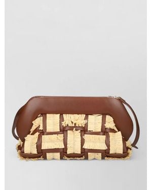 THEMOIRÈ Bios Clutch Bag Woven Fringe Strap - Brown