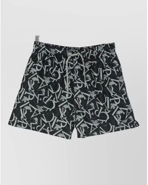 Emporio Armani Swim Shorts All Over Print Design - Black
