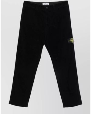 Stone Island Corduroy Trousers Belt Loops Rear Patch Pocket - Black