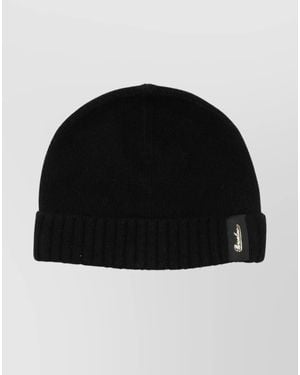 Borsalino Ribbed Cashmere Beanie - Black