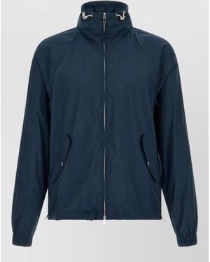 Brunello Cucinelli Nylon Hooded Jacket Drawstring Hem - Blue