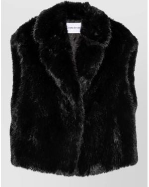 Stand Studio Faux Fur Oversized Sleeveless Vest - Black