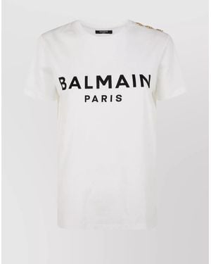 Balmain 3 Buttons Printed T-Shirt - Black
