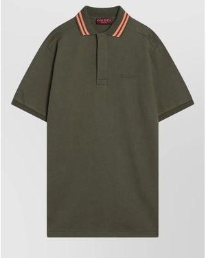 Gucci Contrast Collar Polo Shirt Short Sleeves - Green