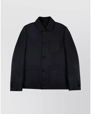 Incotex Pocketed Collared Jacket Front Pockets - Blue