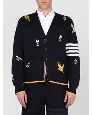 Thom Browne Birds And Bees Inlays Cardigan - Blue
