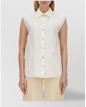 Moschino Collared Pleated Poplin Shirt - White