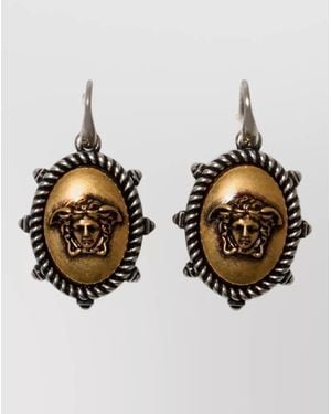 Versace Two-Tone Medusa Drop Earrings - Metallic