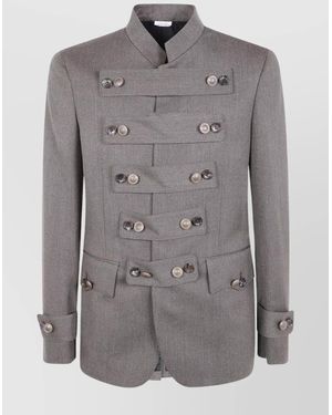 Comme des Garçons Jacket With Flap Pockets And Mandarin Collar - Grey