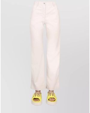 MSGM High-Rise Straight-Leg Pants - White