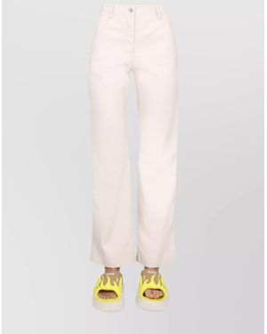 MSGM High-Rise Straight-Leg Pants - White