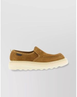 Premiata Round Toe Suede Loafer With Rubber Sole - Multicolor