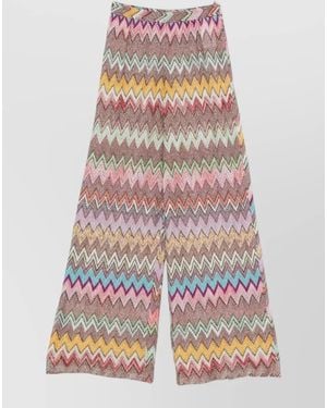Missoni Wide Leg Pants Zigzag Patterned Design - Multicolor