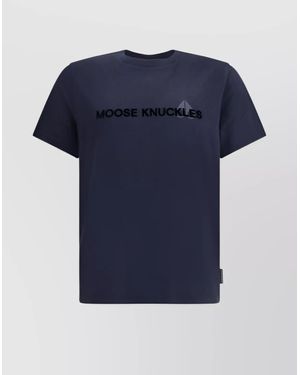 Moose Knuckles Basic Cotton Crew Neck T-Shirt - Blue