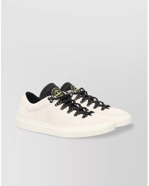 Stone Island Round Toe Low-Top Calfskin Sneaker - Multicolor