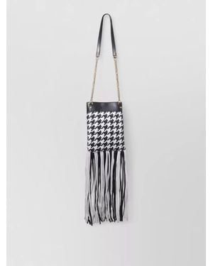 Versace Virtus Leather Fringe Shoulder Bag - White