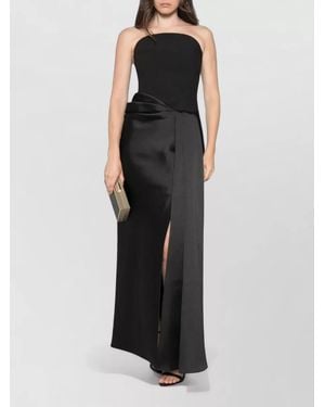 Solace London Seri Strapless Draped Maxi Dress Gown - Black