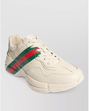 Gucci Leather Lace-Up Trainers - Natural