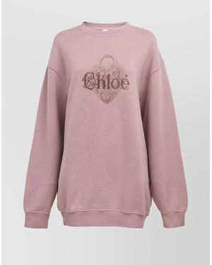 Chloé Oversized Cotton Logo-Print Sweatshirt - Pink