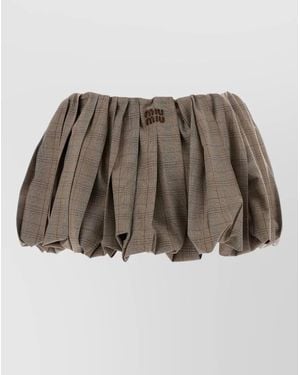 Miu Miu Wool Mini Skirt Pleated Design - Brown