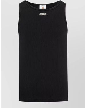 CASABLANCA Ribbed Sleeveless Tank Top - Black