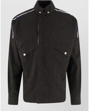 Kiko Kostadinov Jacket Chest Pockets Shoulder Stripe Detail - Black