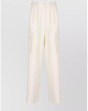Herno Pleated Wide-Leg Pants - White