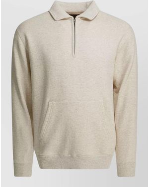 Beams Plus Half Zip Cotton Sweatshirt - Natural