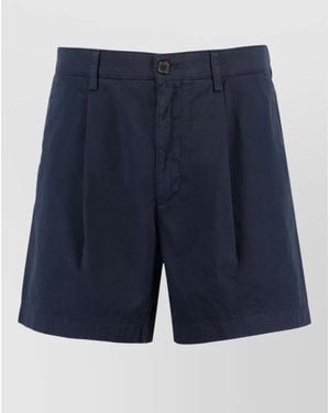 Department 5 Cotton Bermuda Shorts Belt Loops Pockets - Blue