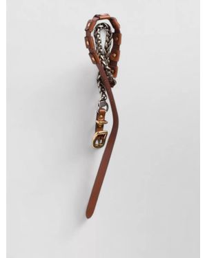 Miu Miu Leather Belt Adjustable Length Chain Detail - White