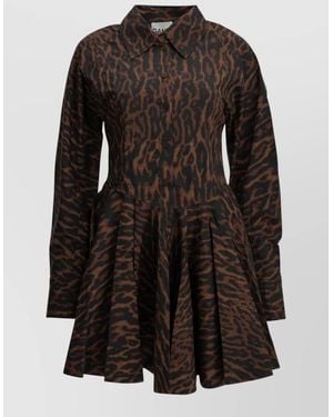 Ganni Leopard Mini Dress - Black