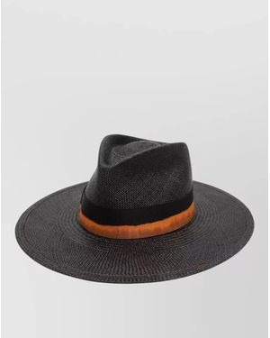 Borsalino Barbara Straw Hat Wide Brim Band - Black