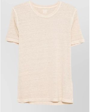 120% Lino Linen Crew Neck Short Sleeve T-Shirt - Natural
