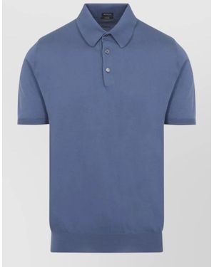 Kiton Cotton Polo Shirt Pointed Collar - Blue