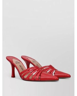 Paris Texas Leather Stiletto Mules - Red