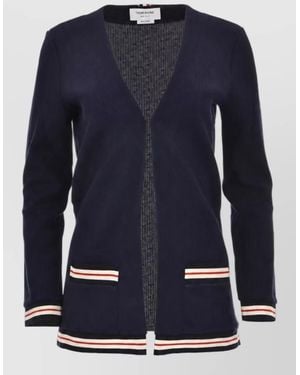 Thom Browne Cotton Cardigan Jacket - Blue