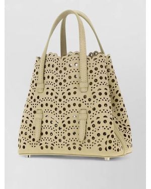 Alaïa Nubuck Mina 20 Cut Out Tote Bag - Natural