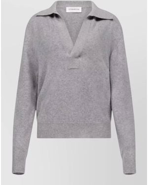 Victoria Beckham Cashmere-Blend Fine-Knit Long-Sleeve Jumper - Grey