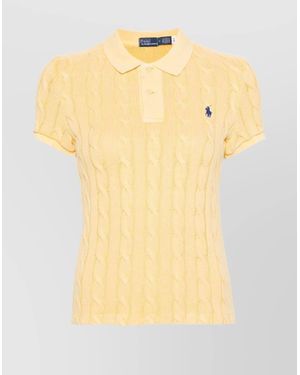 Ralph Lauren Logo Cable Knit Polo Shirt - Yellow