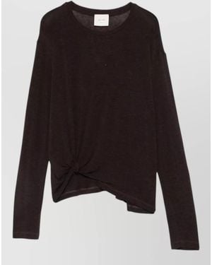 Alysi Cropped Sweater Knot Detail Round Neck - Black
