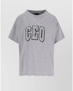 Balenciaga Cotton Boxy Fit Logo-Print T-Shirt - Grey