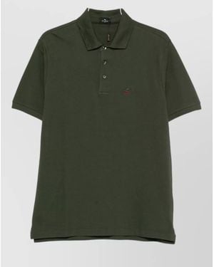 Etro Cotton Polo Shirt Logo Detail Collar - Green