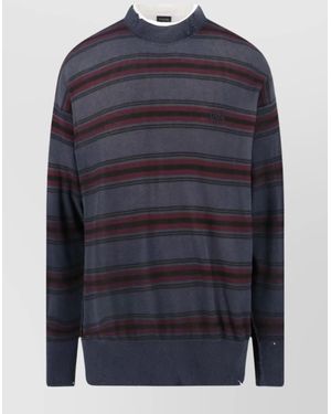 Balenciaga Striped Crewneck Sweater Long Sleeves - Blue