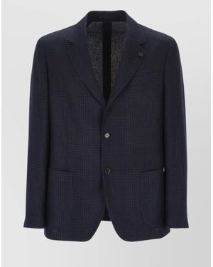 Lardini Jacket Single Breasted Chest Pocket - Blue