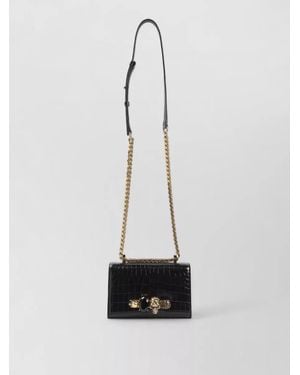 McQueen Mini Croco Clutch Bag Hardware - White