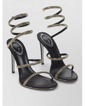 Rene Caovilla Crystal-Embellished Satin High-Heel Sandals - Grey
